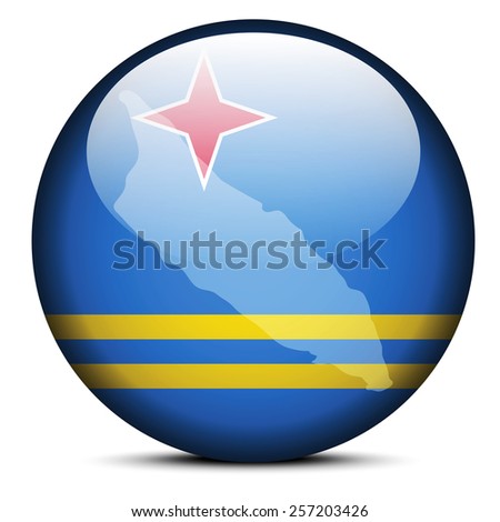 Vector Image - Map on flag button of Aruba 