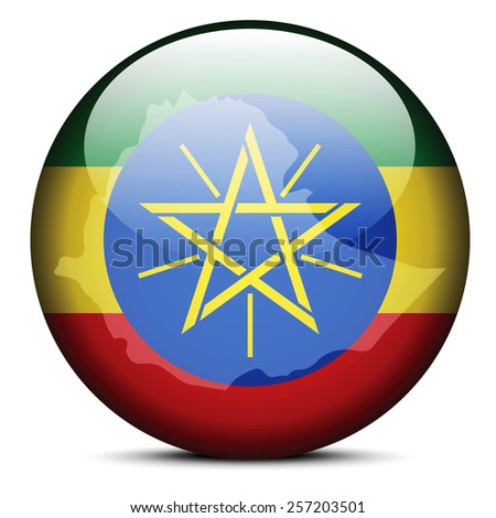 Vector Image - Map on flag button of Federal Democratic Republic of Ethiopia