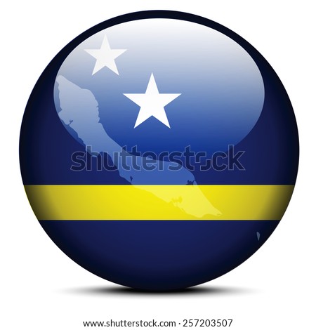 Vector Image - Map on flag button of Curacao