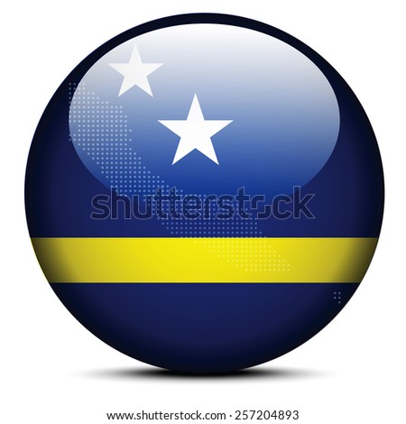 Vector Image - Map with Dot Pattern on flag button of Curacao