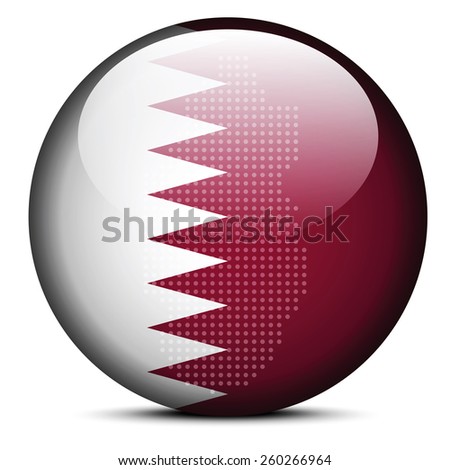 Vector Image - Map with Dot Pattern on flag button of State of Qatar 