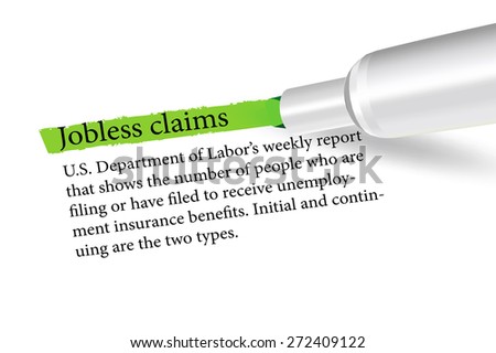 Vector Image - term overlined in green color by a pen of the Jobless Claims isolated on white background
