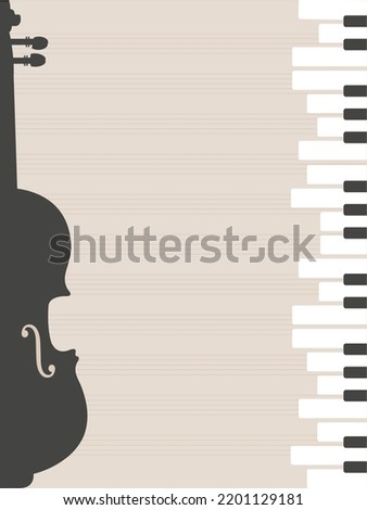 Piano keys and violin logo design. Piano and violin icon design. Musical design.