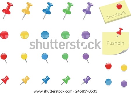 Thumbtack and pushpin and office supplies