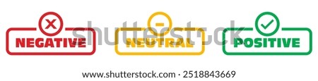 Positive and negative neutral label banner button with check mark icon sign, checkmark tick and cross sign checkbox icons.