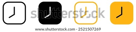Time and clock icons set in flat style, timer symbol watch later sign in filled, line, outline icon for ui apps and website.
