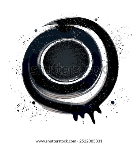 The vortex is swirling and round. circle spiral black for your text. a whirlpool of paint that flows down and splashes to the sides. Hypnotic round vector clip art element