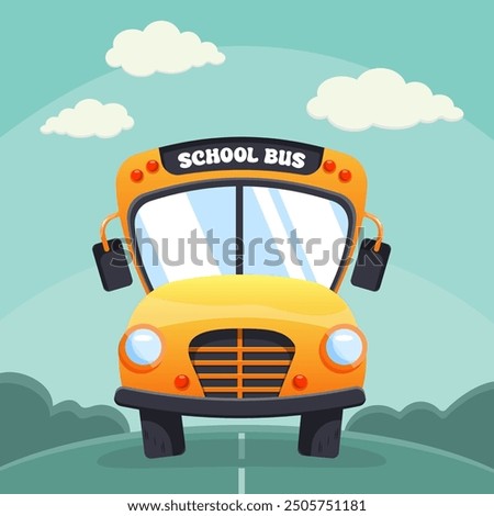 School bus poster design. Back to school flyer. Stock vector artwork