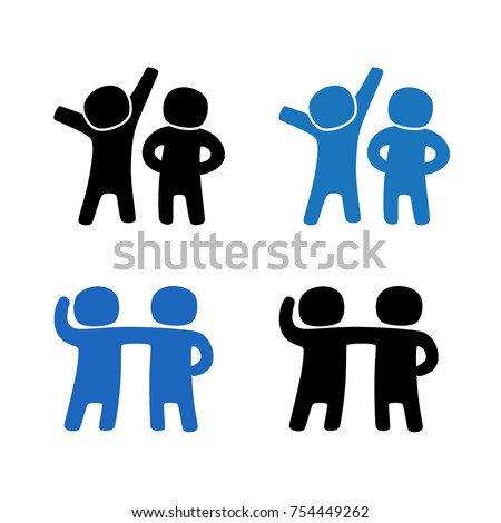 Little helpers, best friends, twin brothers, minimalist style, isolated, vector.  Silhouettes of two men on the white background.