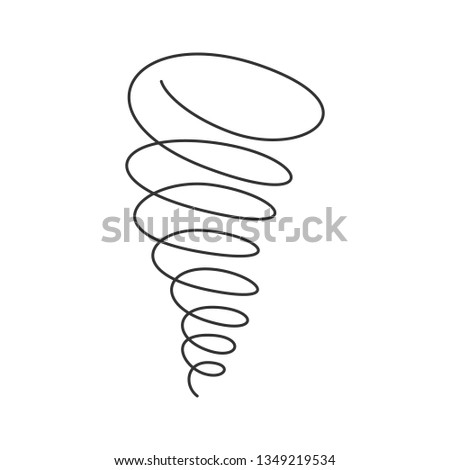 Tornado spiral continuous line with editable stroke isolated on white background.