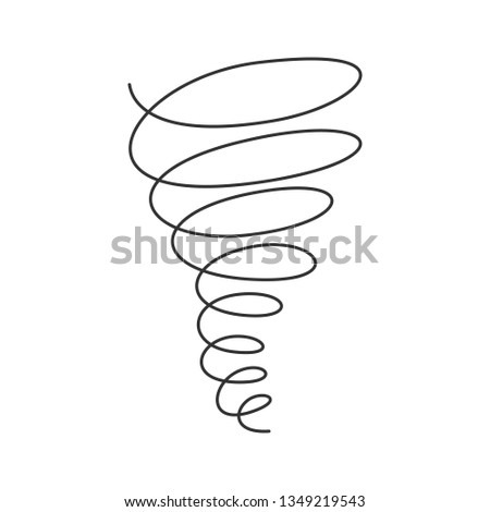 Tornado swirl continuous line with editable stroke isolated on white background.