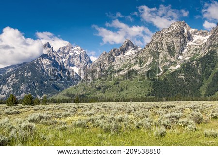 High Dynamic Range Image of the Grand Teton Peaks, in the Grand Teton National Park, just south of Yellowstone National Park