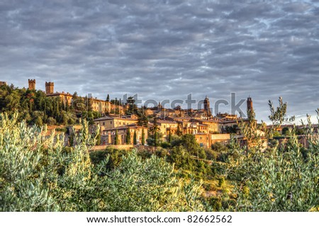 Sunrise over  Medieval town of Montalcino (UNESCO World Heritage Site), Tuscany, Italy