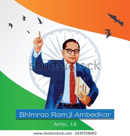 illustration of Ambedkar with Constitution of India for Ambedkar Jayanti on 14 April