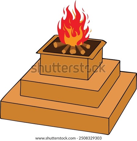 illustration of havan Kund or  Hindu religion spiritual fire pit