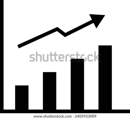 Black icons on a steadily rising graph