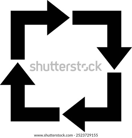 Black icon with square rotating arrow.