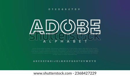 Adobe Modern abstract digital alphabet font. Minimal technology typography, Creative urban sport fashion futuristic font and with numbers. vector illustration