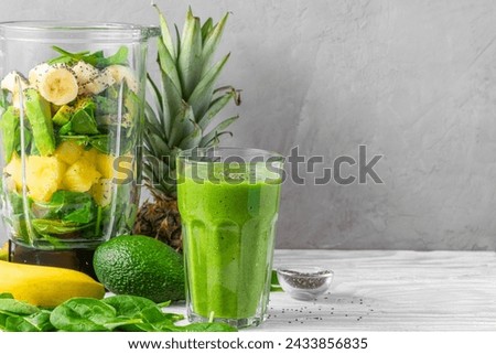 Similar – Image, Stock Photo Delicious green smoothie with frothy in glass