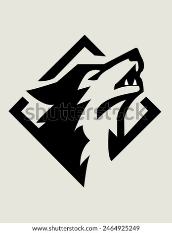 fox logo in tilted square style. wolf logo, cool and eye catching Fox logo icon vector, Shield fox logo illustration design