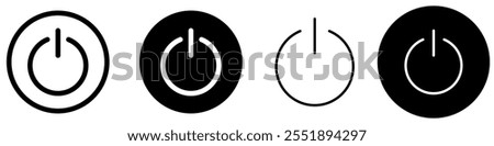 Power off Icon,  Power Switch sign and symbol. Electric power. ON and OFF set icons. 