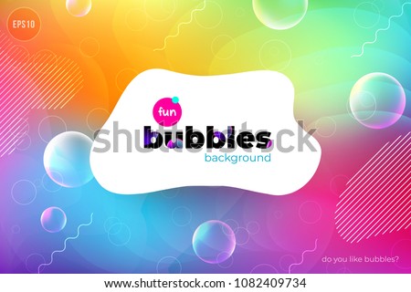 Fun liquid color background with bubbles. Fluid shapes composition. Children design pattern background. Eps10 vector.