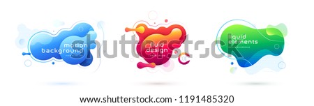 Set of liquid color abstract geometric shapes. Fluid gradient elements for minimal banner, logo, social post. Futuristic trendy dynamic elements. Abstract background. Eps10 vector.