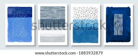 Set of Abstract Hand Painted Illustrations for Postcard, Social Media Banner, Brochure Cover Design or Wall Decoration Background. Modern Abstract Painting Artwork. Vector Pattern