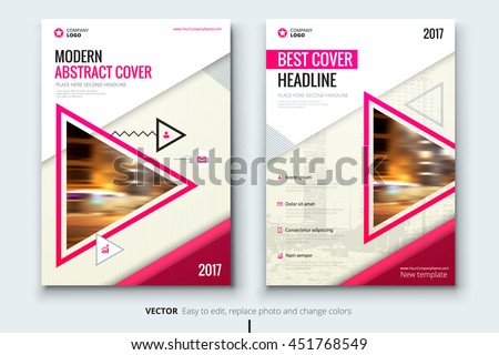 pink brochure flyer design template in geometric shape download