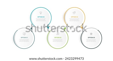 Vector template infographic element design with 5 step process suitable for web presentation and business information