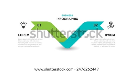 2 step process or option infographic template vector element with icons suitable for web presentation and business information