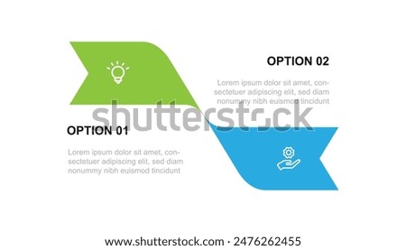 2 step process or option infographic template vector element with icons suitable for web presentation and business information