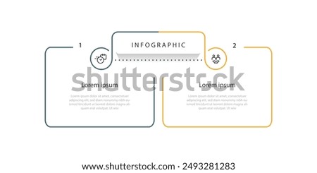 2 step line connected infographic template vector element with icons suitable for web presentation and business information