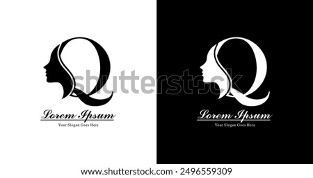 The design of the letter Q combined with a female silhouette and a modern style