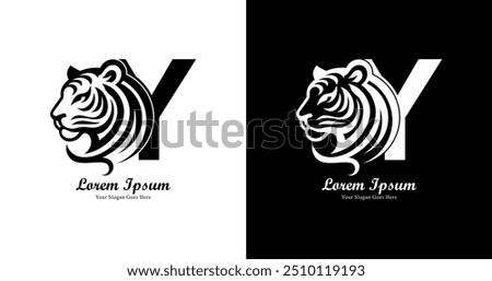 Logo design in the shape of a Y combined with a tiger's head