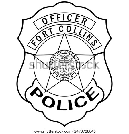 FORT COLLINS POLICE OFFICER BADGE VECTOR FILE Blank,outline vector,SVG Badge, DXF, CNC Router File, Laser Engraving, Cricut, Ezcad, Digital Cutting File for laser cutting