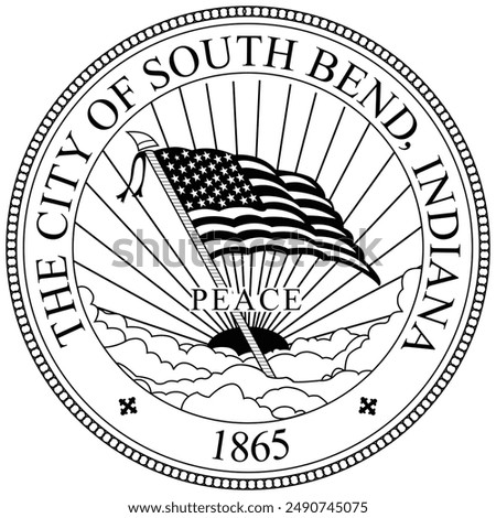 South Bend Indiana seal vector file Blank,outline vector,SVG Badge, DXF, CNC Router File, Laser Engraving, Cricut, Ezcad, Digital Cutting File for laser cutting
