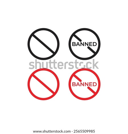 Restricted banned circle icon, Warning icon, Forbidden icon, No entry vector illustration