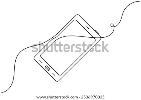 Smart phone continuous line drawing of isolate outline simple vector icon