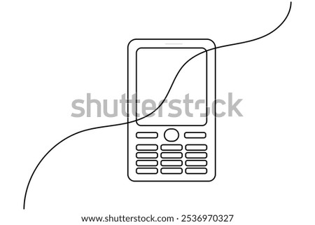 Smart phone continuous line drawing of isolate outline simple vector icon