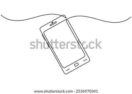 Smart phone continuous line drawing of isolate outline simple vector icon