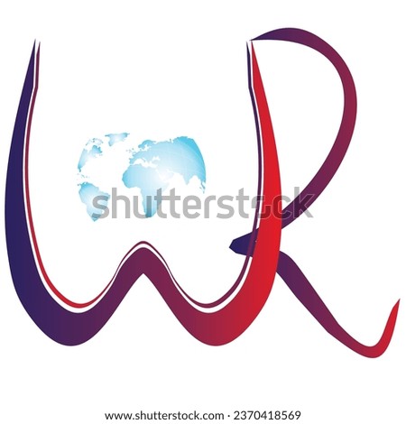 logo design with alphabet design of wr blue and red color