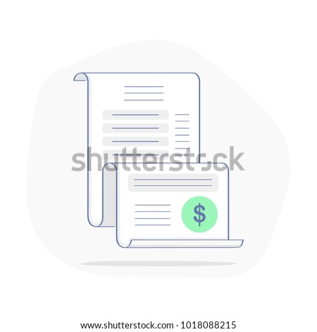 Bill, Expense, Invoice, Money Spending, Financial Report, Account history vector icon concept. Pay document Sign. Flat outline modern vector symbol for web design.