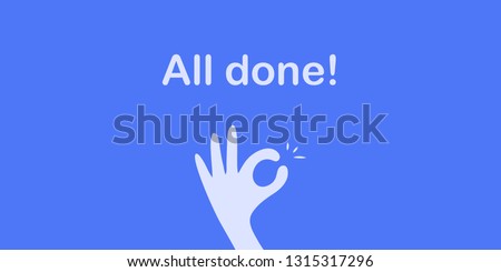 Hand OK sign, Fingers hands shows Its OK. everything is all right or great, all done sign. Communication gestures, satisfaction concept. Flat vector on colorful background for website banner