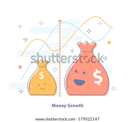 Premium quality line Icon concept of Compound interest, added value, financial investments stock market or future income growth. Growing money bags. Flat light banking vector icon.