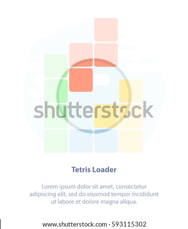 Tetris pieces Loader. Flat light infographic vector design, Loading or Download Bar for ui and ux design, for mobile app on white background