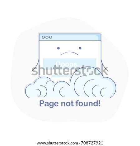 Page not found concept, 404 error web page with cute cartoon face. Flat line illustration concept for web and mobile design.