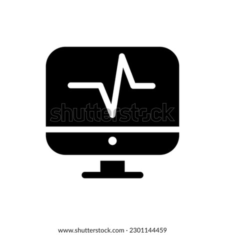Heart pulse monitoring icon in glyph style vector illustration graphic