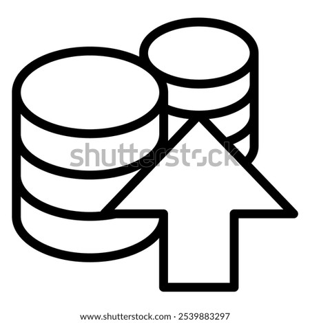 Upload data icon in thin line style vector illustration graphic design