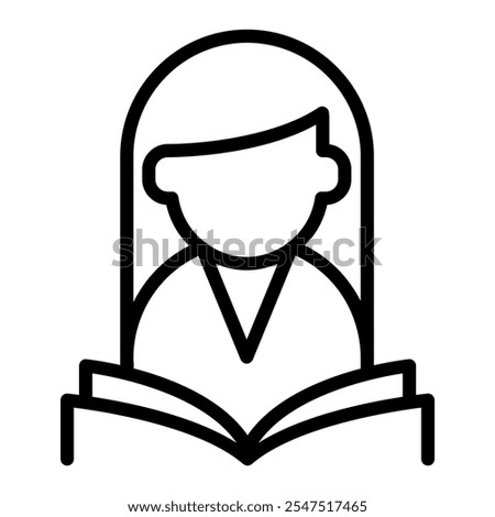 A woman reading a book icon in thin line style vector illustration graphic design